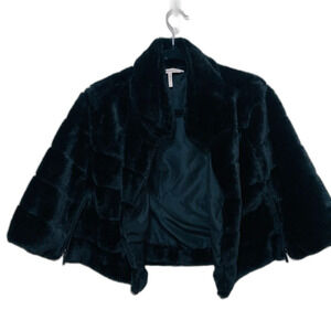 BCBG Generation Black Faux Fur Caplet size large
